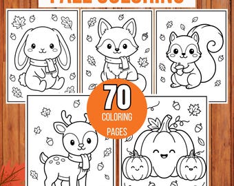 Fall Coloring Pages, Fall Coloring Book, Autumn Coloring Pages, 70 Fall Coloring Sheets, Fall Coloring Pages for Kids, Autumn Activity