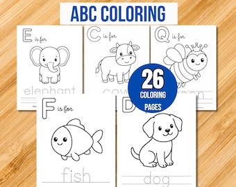 ABC Coloring Book Baby Shower, book themed baby shower, baby shower abc book, abc coloring pages, babys first abc book, Instant Download PDF