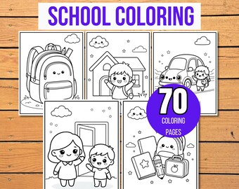 Back to School Coloring Pages, School Supplies & Alphabet Coloring Book, School Coloring Book For Kids, Back to School Coloring Sheets