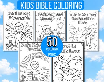 Kids Bible Verse Coloring Pages, Bible Coloring Book for Kids, Christian Coloring Book, Sunday School Activity, Religious Coloring Page, PDF