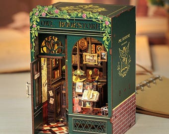 CUTEBEE Eule Buchhandlung Buchecke Puzzle 3D DIY Bücherregal
