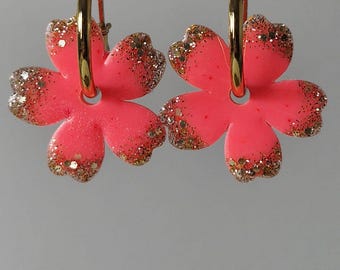 Interchangeable Mia flower tassels 25 mm and stainless steel hoop earrings