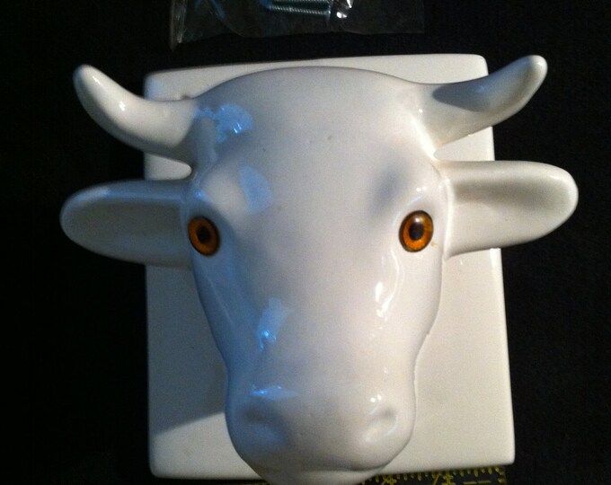 Vintage COW HEAD Towel Holder Ceramic 1980s Etsy
