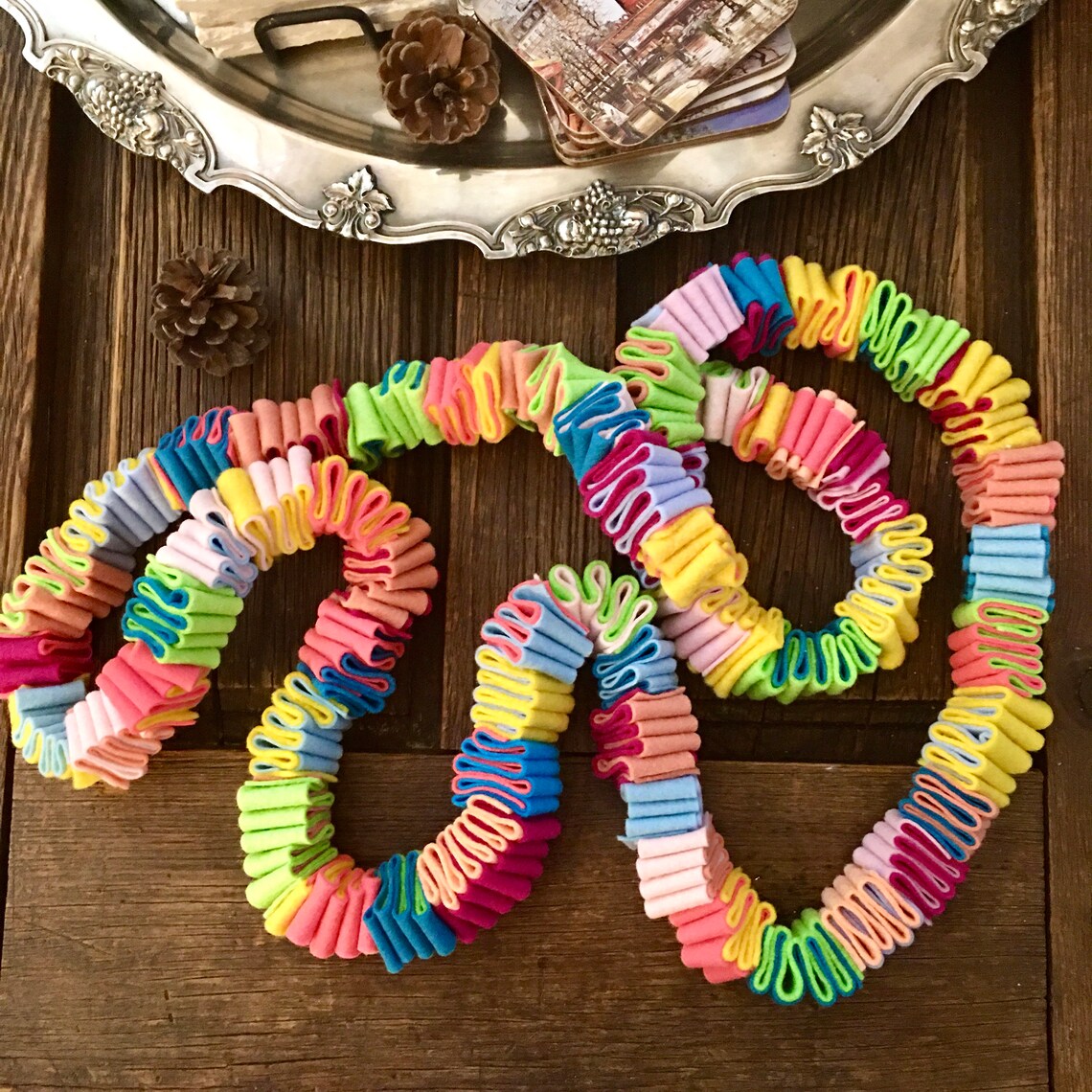 Ribbon Candy Garland Felt Strip Garland Double Layer Etsy
