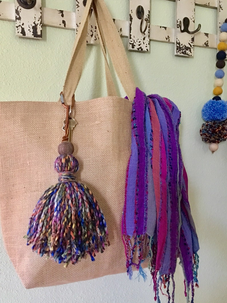 Yarn Purse Charm Keychain Pom Pom Tassel Bag Charm Purse | Etsy