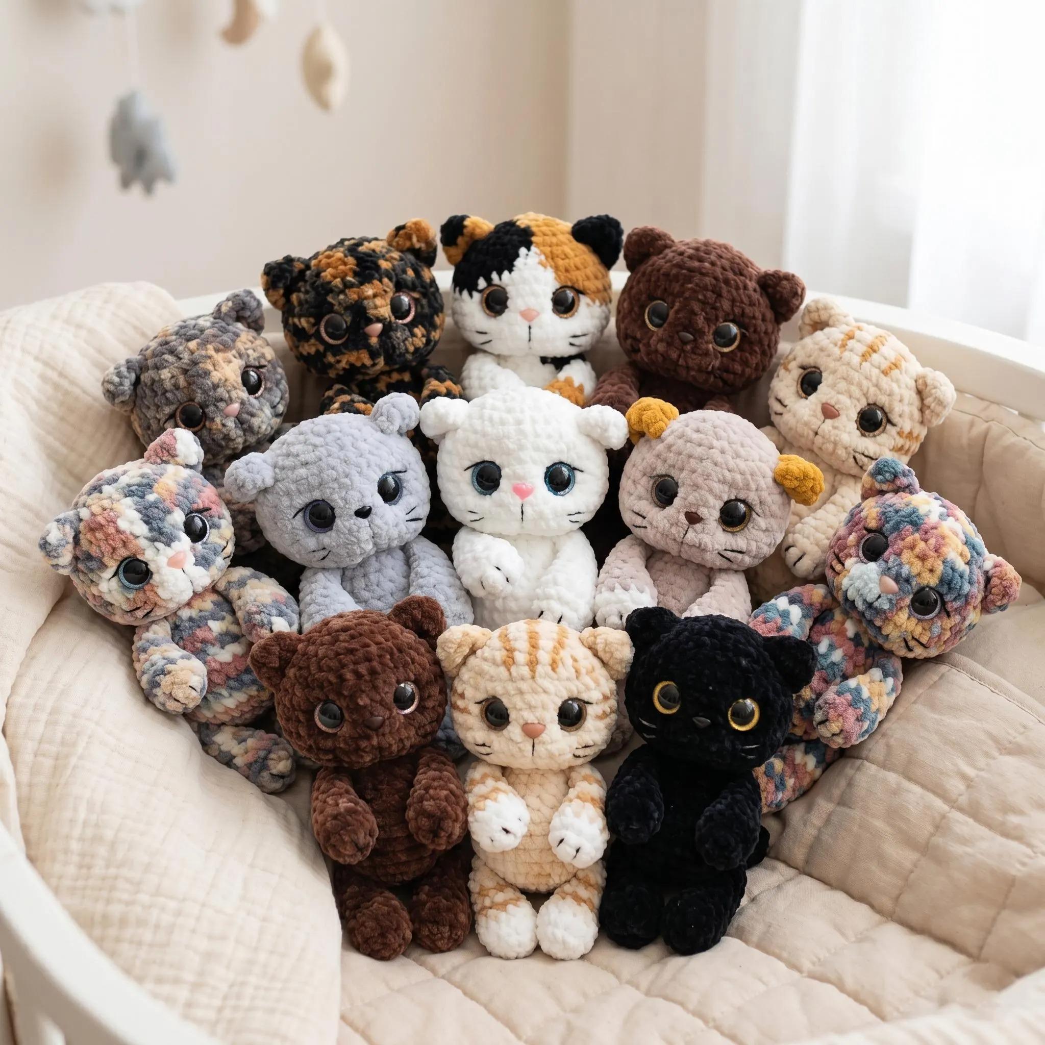 No-Sew Kitten Crochet Pattern for a Plush Cat Toy