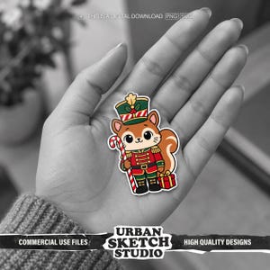 Christmas Squirrel Nutcracker SVG PNG, Cute Squirrel Sticker Clipart, Nutcracker Soldier Digital Download, Christmas Sublimation Design