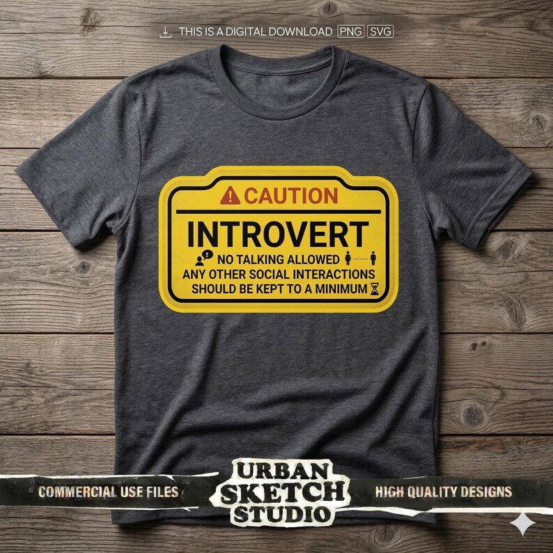Warning Introvert Sticker Introvert Caution Sign Sticker PNG, Funny Anti Social Warning SVG, No ...