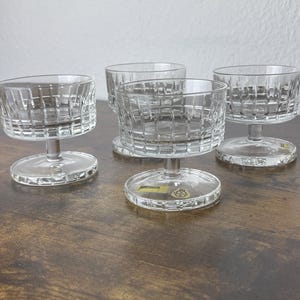 Villeroy & Boch champagnekupor i blykristall, set om 4, slipade, handgjorda, kompottskål på fot, tysk vintage