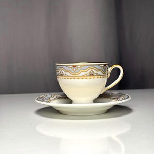 Taza y platillo vintage para moca – Kaiser W. Germany Fine Bone China, borde dorado/azul, para café expreso, altura 5,6 cm, diámetro 11,5 cm