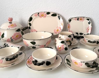 Vajilla Villeroy & Boch de Alemania Occidental, juego de porcelana vintage, sopera, tazas de caldo, fuentes, salsera, ensaladera.