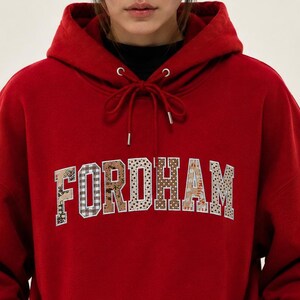 Moletom com capuz bordado em patchwork personalizado, moletom com capuz estilo universitário com apliques personalizados, moletom bordado estilo universitário