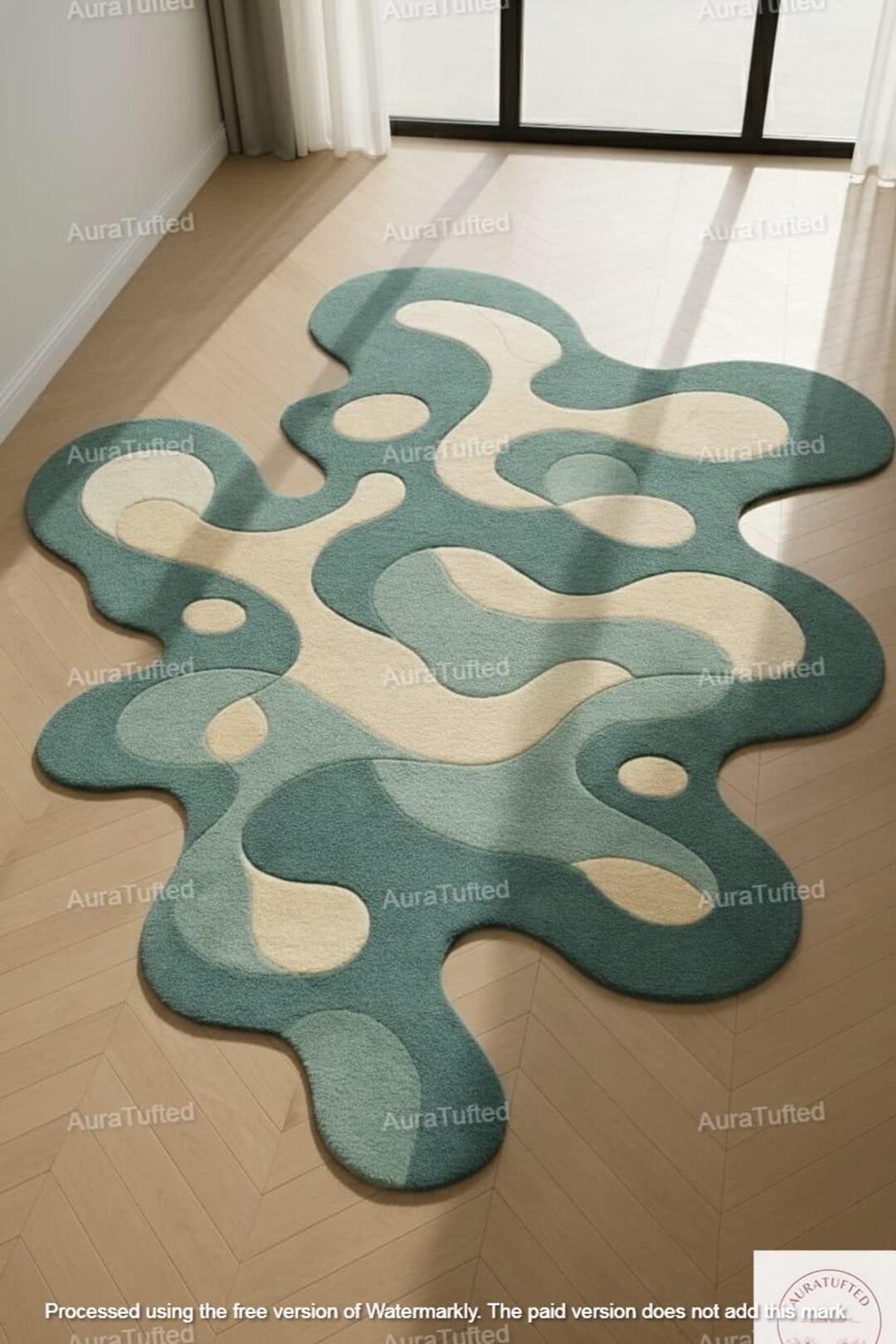 Hand Tufted Abstract Rug, Modern Irregular Area Rug, Handmade Wool ...
