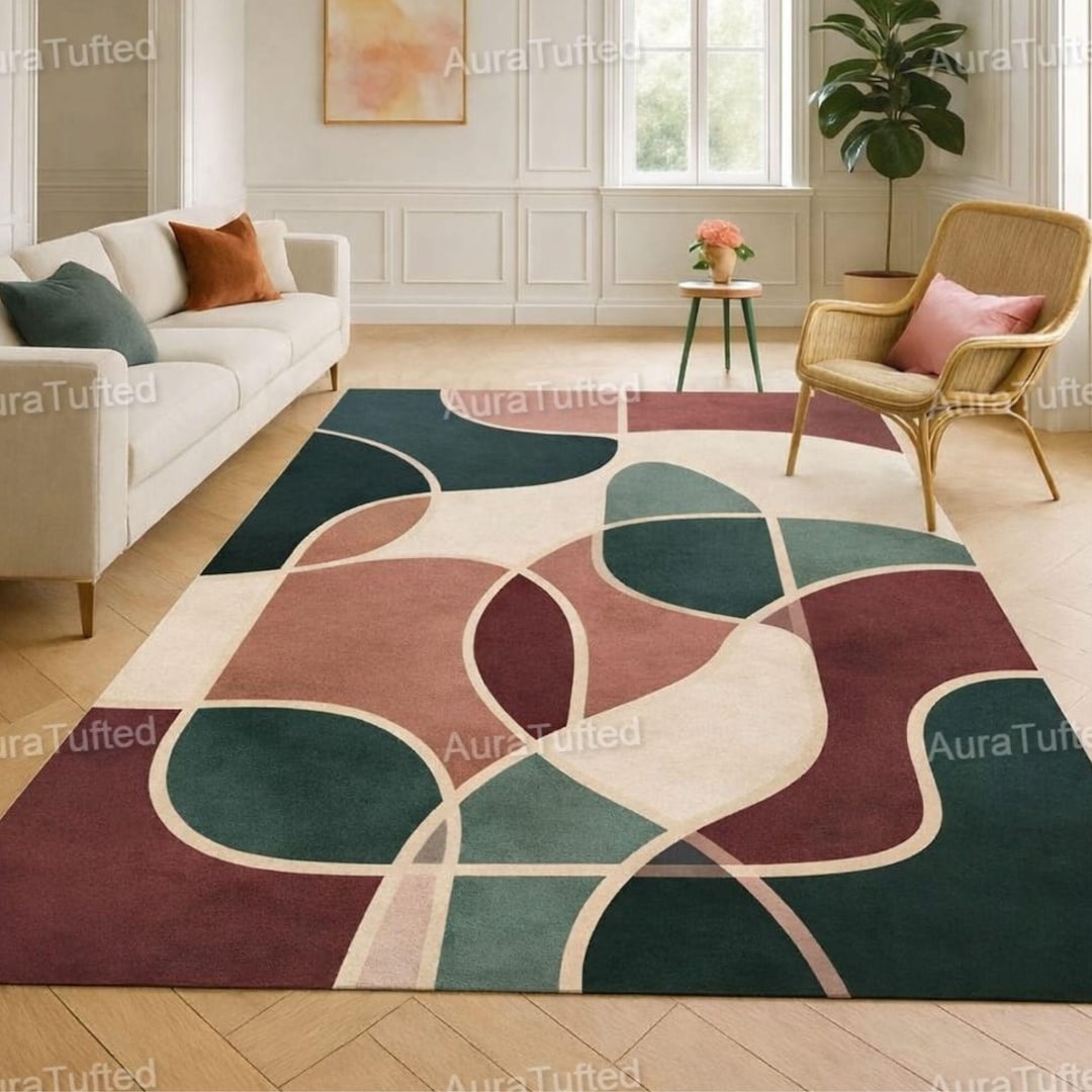 Modern Abstract Hand Tufted Rug, Geometric Area Rug, Luxury ...