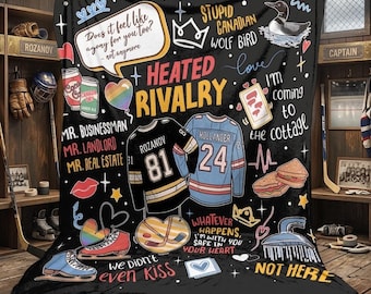 Heated Rivalry Fleece Blanket, Hockey Couple Romance, Bookish Movie Fan Decor