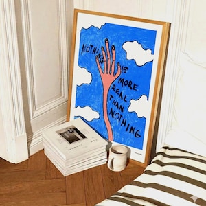 Lámina artística con cita de Samuel Beckett – Póster surrealista de una mano (Descarga digital)