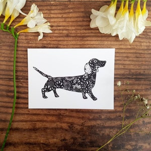 Dackel Postkarte | Dackel A6 Druck | Dackel Mini Print | Illustrierte Postkarten | Tier Postkarten | Kleine Geschenkidee