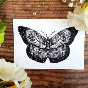 Cartolina con farfalla, stampa di una piccola farfalla, cartolina botanica A6, mini stampa, cartolina illustrata, stampa di insetti, decorazione murale con farfalla