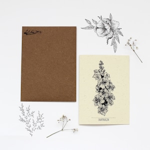 Snapdragon - Botanical Illustration Greeting Card | Recycled Greeting Card | Floral Art Card | Floral Greeting Cards