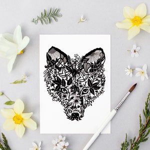 Stampa cartolina volpe / Biglietto di auguri volpe / Cartolina volpe / Cartoline animali / Piccole stampe UK / Stampe A6 / Riempitivo per calze