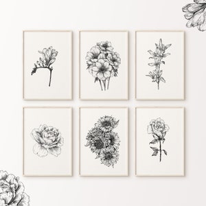 Botanical Small Print Sets, Botanical Illustration Prints, A5 Print Set, Botanical Print Bundle, Flower Prints, Botanical Wall Art,UK Prints