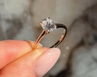 1.50 CT Oval Cut Engagement Ring, 14k Yellow Gold Band, Anniversary Gift For Wife, Shank Cathedral With Prong Setting, Unique Ring Designs