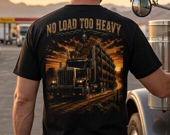Keine Last zu schwer, Trucker-T-Shirt, Comfort Colors Shirt, Heavy Hauler Logging Schwergewicht Vintage, Geschenk mit blauem Kragen, Rückendruck