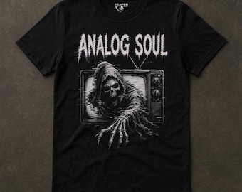 Analog Soul Shirt, VHS Glitch Reaper Tee, Retro Horror Graphic, 90s Nostalgia Gift, Analog Horror Streetwear, Vintage TV, Reaper Reps