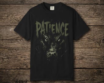Patience Crocodile Shirt, Grunge Alligator Tee, Dark Stoic Motivation T-Shirt, Distressed Croc Face Top, Gothic Streetwear Gift