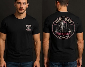 Mädchen Dad Prinzessin Sicherheit, Bella Canvas Shirt, Ritter Rüstung Vatertagsgeschenk, Slim Fit Athletisch T-Shirt, Halloween Shirt, Vorder- und Rückseite Print