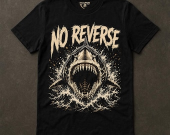 Camiseta "No Reverse", Camiseta "Shark Attack", Camiseta motivacional para el gimnasio, Gráfico "Dark Predator", Nunca vuelvas atrás, Regalo para una mentalidad positiva, Clásicos de Reaper Reps