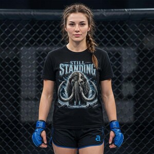Still Standing Shirt, Woolly Mammoth Tee, Prehistoric Survival, Ice Blue Animal Graphic, Dark Winter Nature, Resilience Gift, Reaper Reps image 3