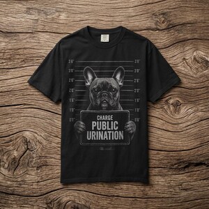 Funny French Bulldog Shirt, comfort colors shirt, Public Urination Mugshot Tee, Dog Mom Shirt, Dog Dad shirt,