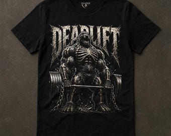 Kreuzheben Kraftdreikampf Gym Tee, Bella Canvas Shirt, Skelett Beast Slim Fit, Dark Fitness Streetwear, Front Print, Reaper Reps