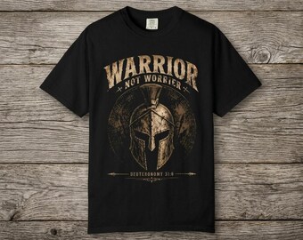 Krieger ohne Sorge Deuteronomium 31: 6, Christian Spartan Helm-T-Shirt, Herren Glaube Streetwear Schwergewicht Vintage, Reaper Reps