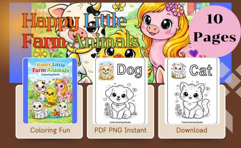 Farm Animals Coloring Book | Kids Printable Pages (PDF & PNG Download ...
