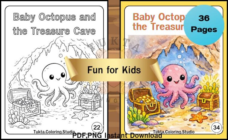 Ocean Animals Coloring Book for Kids | 36 Pages (digital Download) - Etsy
