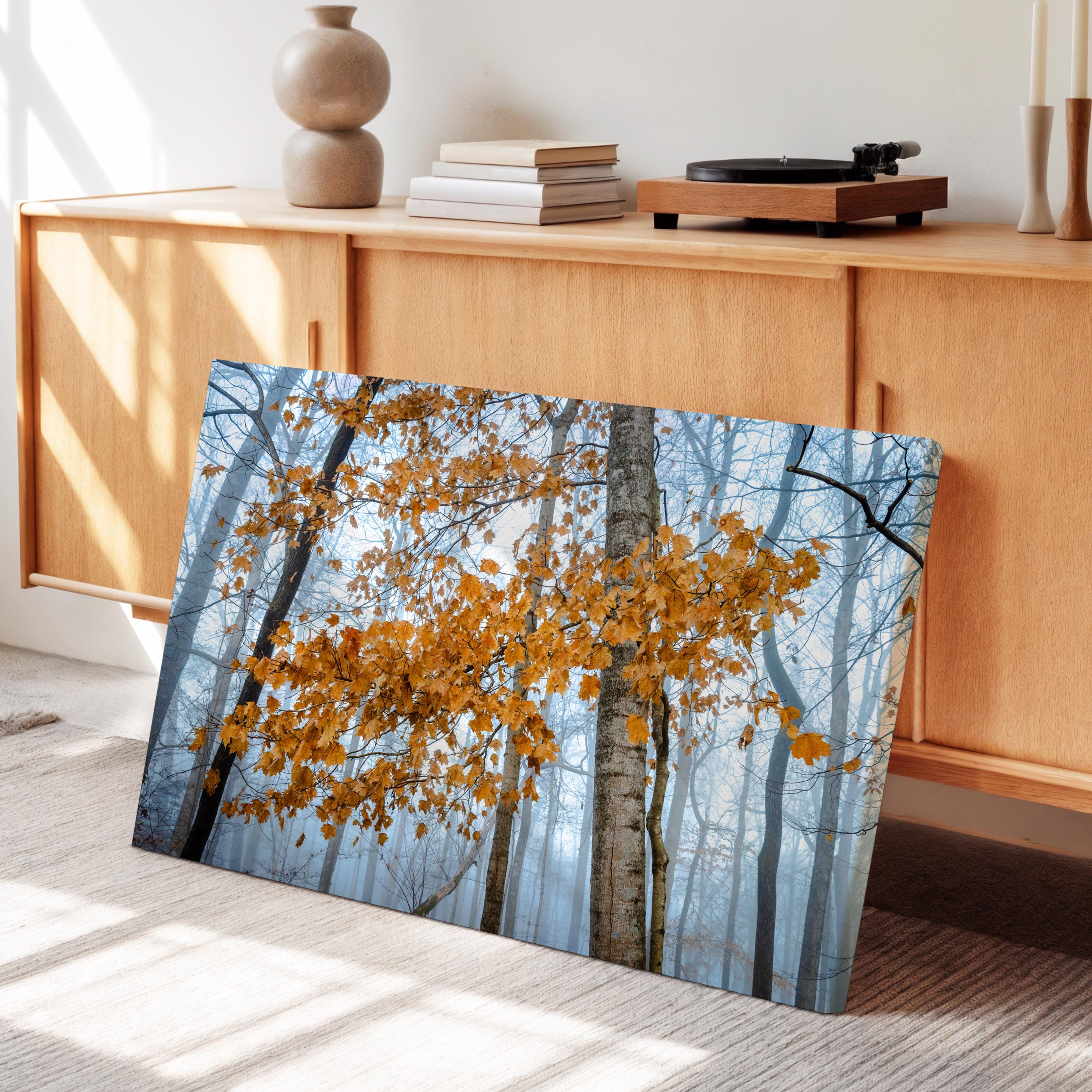 Kentucky Morning Mist: Amber Autumn Branch Canvas, Mammoth Cave