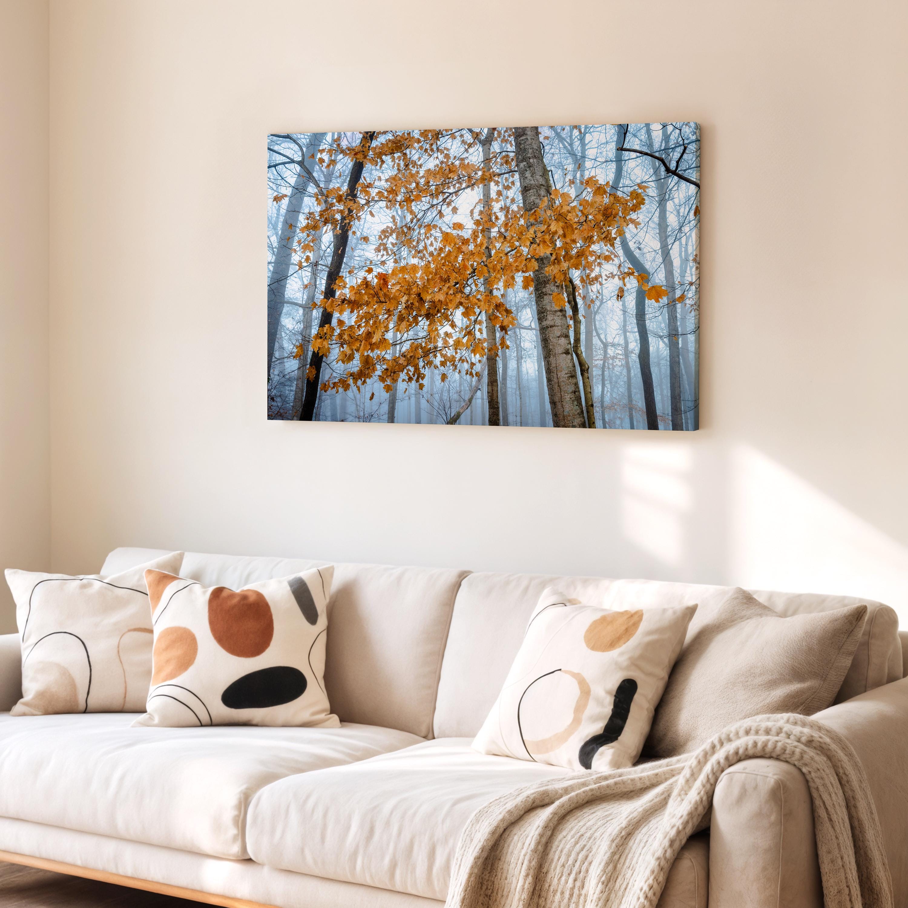 Kentucky Morning Mist: Amber Autumn Branch Canvas, Mammoth Cave