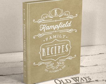 Personalized Family Recipe Book Blank Journal - Rustic Design - Hardcover Book - Photo Option - Family Cooking Traditions