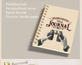 Personalized Field Notes Journal - Fun Vintage Steampunk Style - Custom Inside Pages - Spiral Bound Hardcover Notebook - Gift for Scientist
