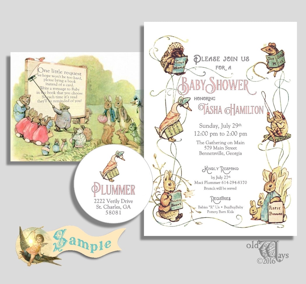 Bring a Book Baby Girl Shower Invitation Suite Printed Etsy