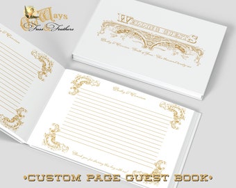 Old Ways Ornate Antique Guest Book with Custom Pages - White and Gold Color, Personalized, Traditional Wedding Hard Cover