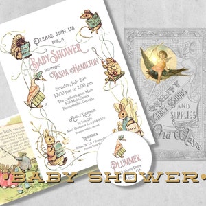 Puede incluir: Una invitaci&oacute;n a un baby shower con un tema de bosque m&aacute;gico. La invitaci&oacute;n presenta ilustraciones de animales leyendo libros, incluyendo un erizo, un conejo, una rana y un pato. El texto de la invitaci&oacute;n dice "Por favor, &uacute;nase a nosotros para un baby shower en honor a Tasha Hamilton".
