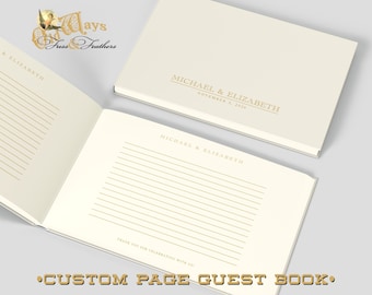 Classic Elegance Wedding Guest Book in Light Ivory - Simple Personalized Hardcover Guest Book with Custom Pages