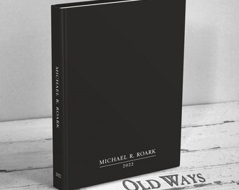 Classic Men's Journal in Black with Name and Monogram or Quote - 2022 Journal - Hardcover Lined Blank Book - Personalized Gift for Men