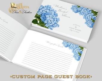 Hydrangea Bridal Shower Custom Page Guest Book in Blue - Personalized Pages - Messages, Advice, Guest Addresses, Gifts