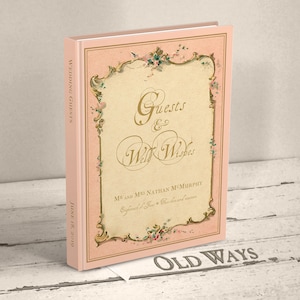 French Vintage Guest Book in Pink - Personalized Traditional Blank Book - More Colors