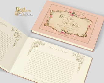 Personalized Pink French Vintage Wedding Guest Book