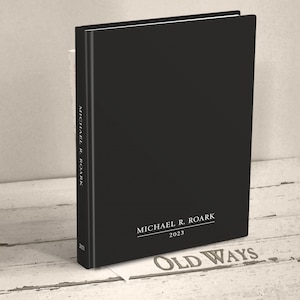 blank book sketch journal simple design black cover white wording hardcover sketchbook personalized custom gift men